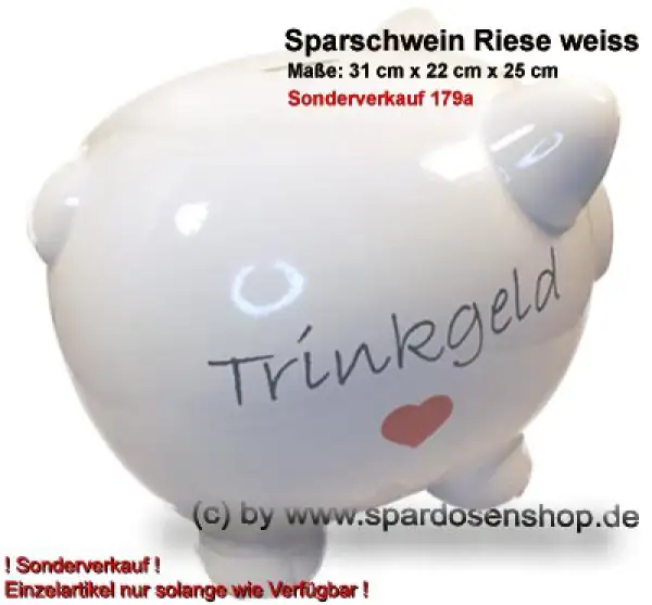 Sparschwein mit Beschriftung Riesen Spardose Nr. 2 Keramik 179a C Sparschwein mit Beschriftung Riesen Spardose Nr. 2 Keramik 179a C